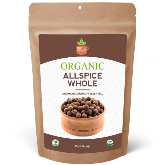 Organic Allspice Whole Berries- Certified USDA organic- Allspice Seasoning for Baking, Marinades, Pickling, Stews, Sauces, and Beverages