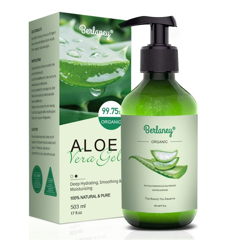 Organic Aloe Vera Gel for Face & Body,Skin Care for Deeply & Rapidly  Soothing, Firming, After Shave, Sunburn Relieve, etc 17fl/oz