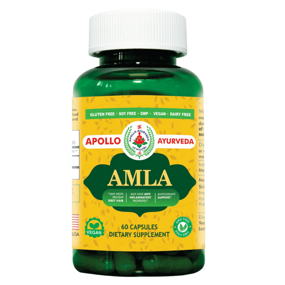 Organic Amla (Amalaki) (Indian Gooseberry) Powder herbal capsule | Natural Hair Health and Immunity Support | Equivalent 5000 mg - 60 Veg Capsules | Made in USA