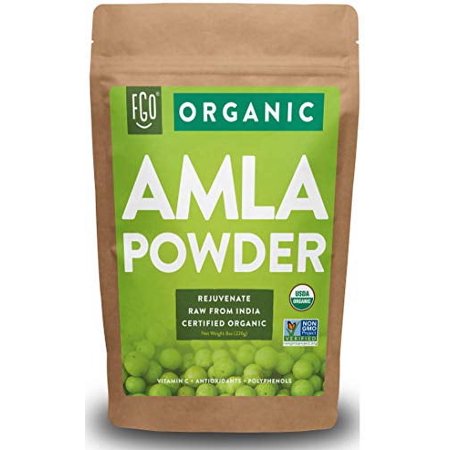 Organic Amla Powder (Amalaki) | 8oz Resealable Kraft Bag | 100% Raw from India | by FGO