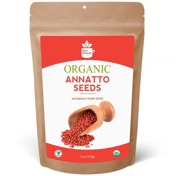 Organic Annatto Seeds- Certified USDA Organic- Achiote Seeds Spice Seasoning for Rice, Cheese, Sauces, Achiote Paste, Recado Rojo, Meats, Poultry and Fish