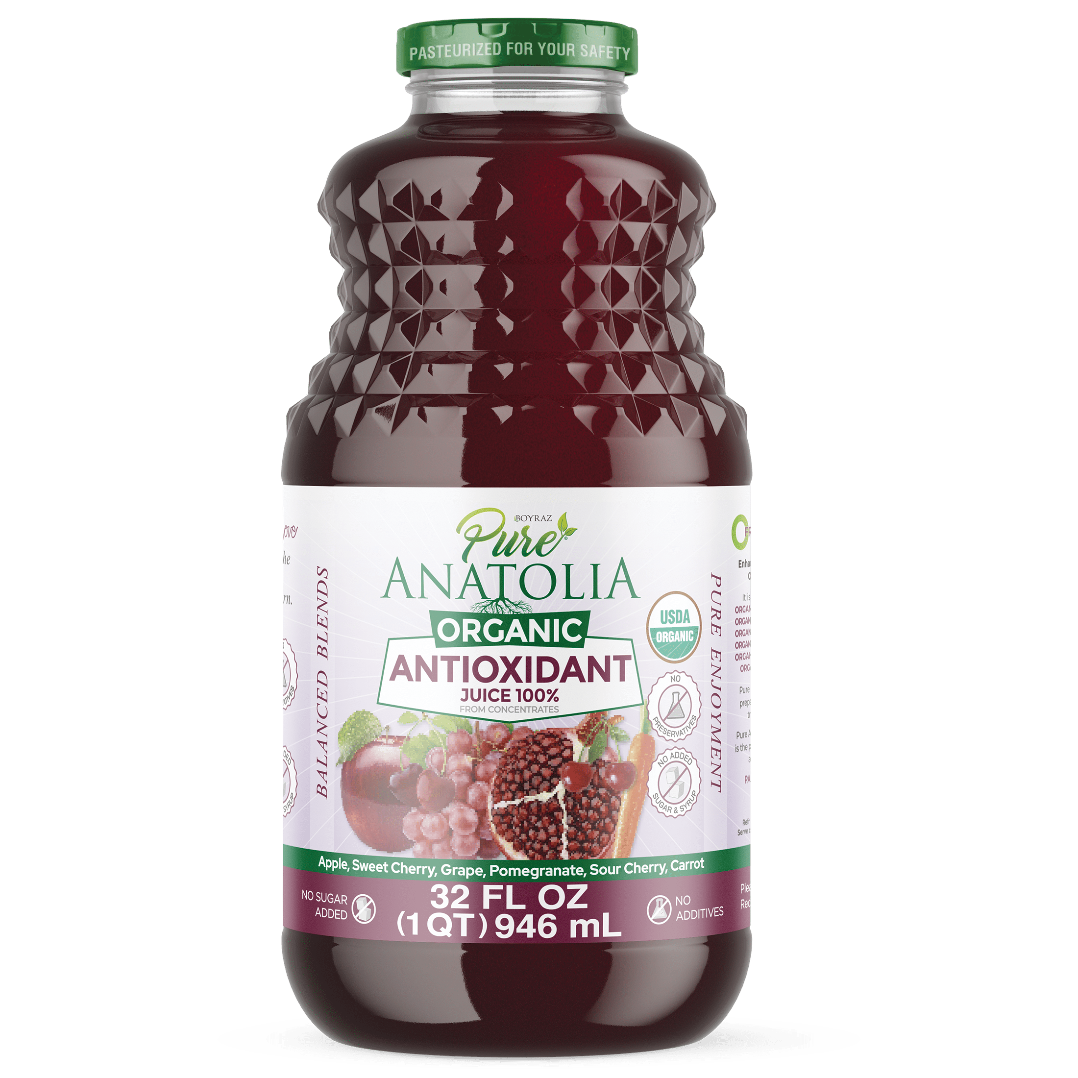 Pure Anatolia Organic Antioxidant Detox Juice, 32 Fl Oz Glass Bottle