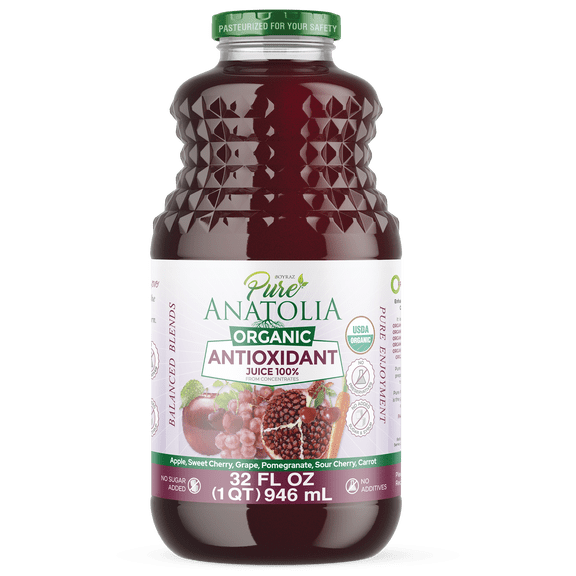 Pure Anatolia Organic Antioxidant Detox Juice, 32 Fl Oz Glass Bottle