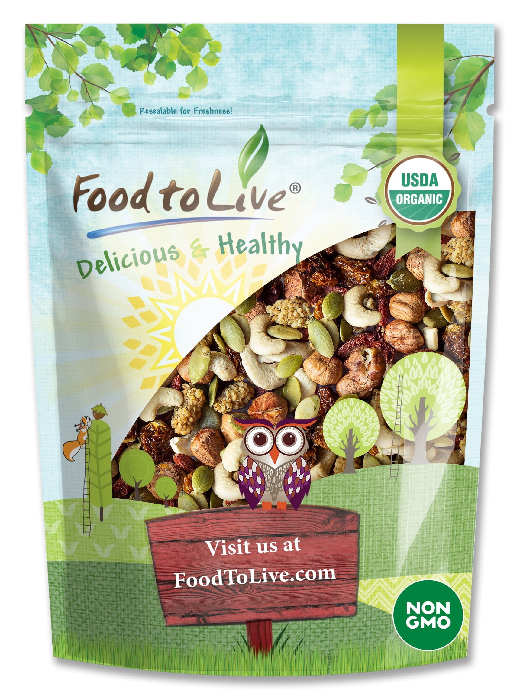 Organic Antioxidant Trail Mix, 2 Pounds — Non-GMO, Raw, Vegan — by Food to Live