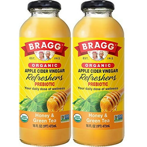 Organic Apple Cider Vinegar Beverage, Honey & Green Tea - 16Oz, 2 Pack