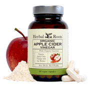 Herbal Roots Organic Apple Cider Vinegar Capsules with Mother and Cayenne, Detox Digestive Health, 60 Vegan Capsules