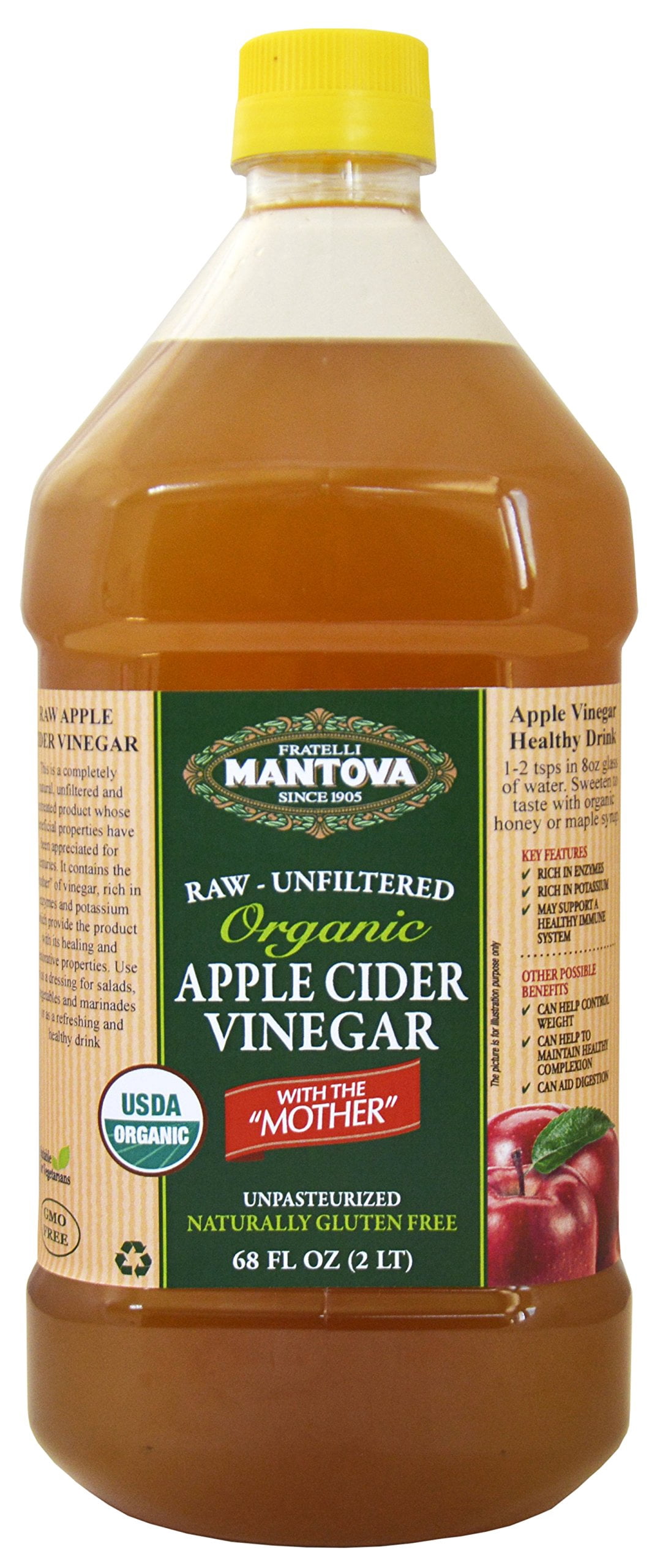 Mantova Organic Apple Cider Vinegar, 68 oz (Pack of 2) (Pack of 2)