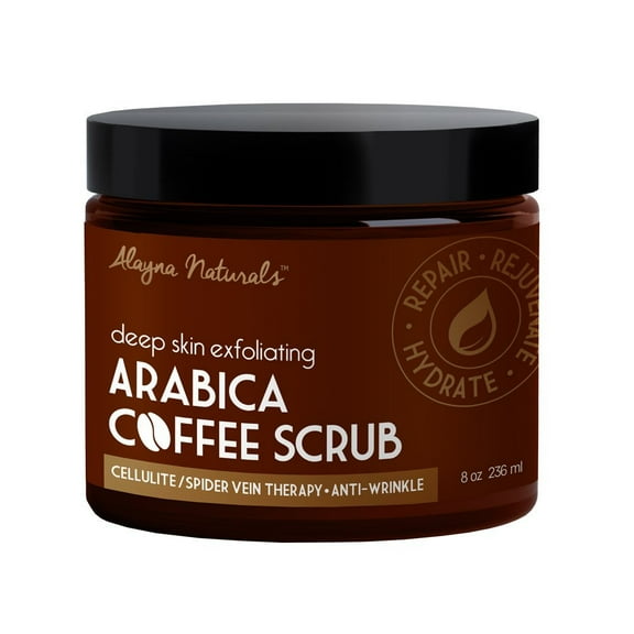 Organic Arabica Coffee Scrub-Natural Exfoliating Moisturizer Treatment by Alayna 8.8 oz