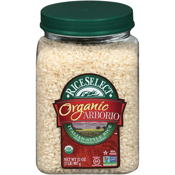 Organic Arborio Rice, Risotto Rice, Gluten-, Non-GMO, 32 oz (Pack of 4 Jars)