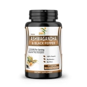 Organic Ashwagandha 1310mg Serving W/Black Pepper Root Powder 60 Capsules