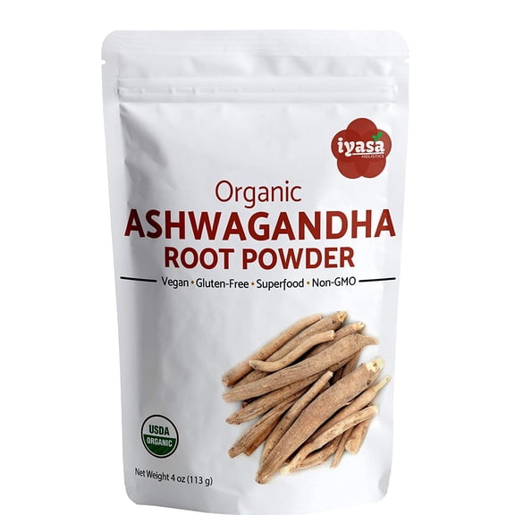 Organic Ashwagandha Powder, Withania Somnifera, Trial Pack of 4 oz/113 gm, Raw Superfood, Boosts Sleep and Energy, Always Fresh, Resealable Pouch