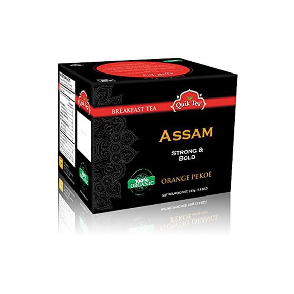 QuikTea Organic Assam Second Flush Black Tea Bold Malty Flavor with Spicy Notes, Himalayan Grown - 225g of richness