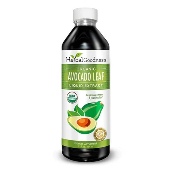 Organic Avocado Leaf Extract 12 fl.oz, Respiration & Heart Support, Aguacate Organico, Avocado Leaves Supplement - Herbal Goodness