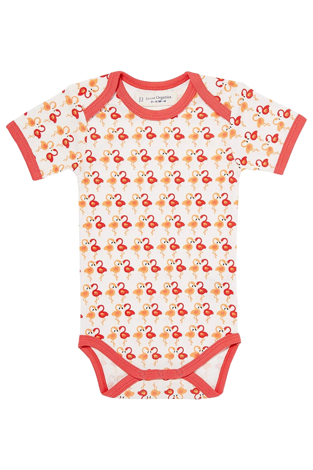 Organic Baby Clothes – Essential Infant Onesie Bodysuit with Short Sleeves, GOTS Cotton (Flamingo, 12-18 months)