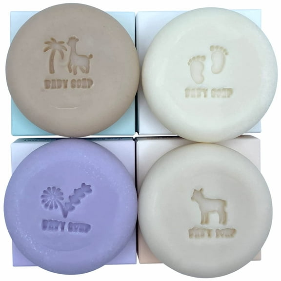 Organic Baby Soap Bars for Kids Baby Toddler Natural Safe for Sensitive Skin Lavender, Goat Milk, Unscented and Greek Yogurt Handmade in USA by Relaxcation 4 Set