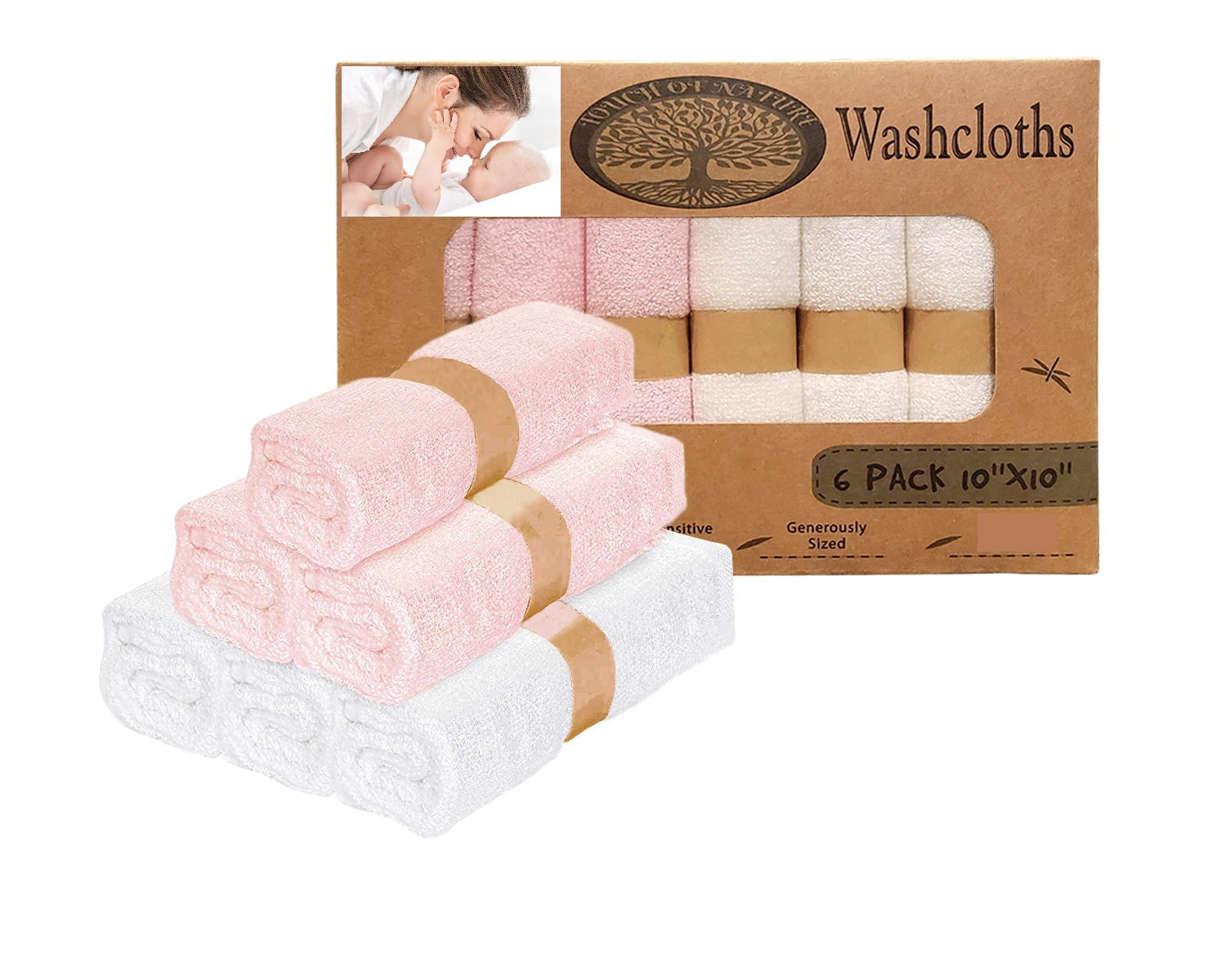 Organic  Baby Washcloths Ultra Soft for Face & Body by Touch of Nature