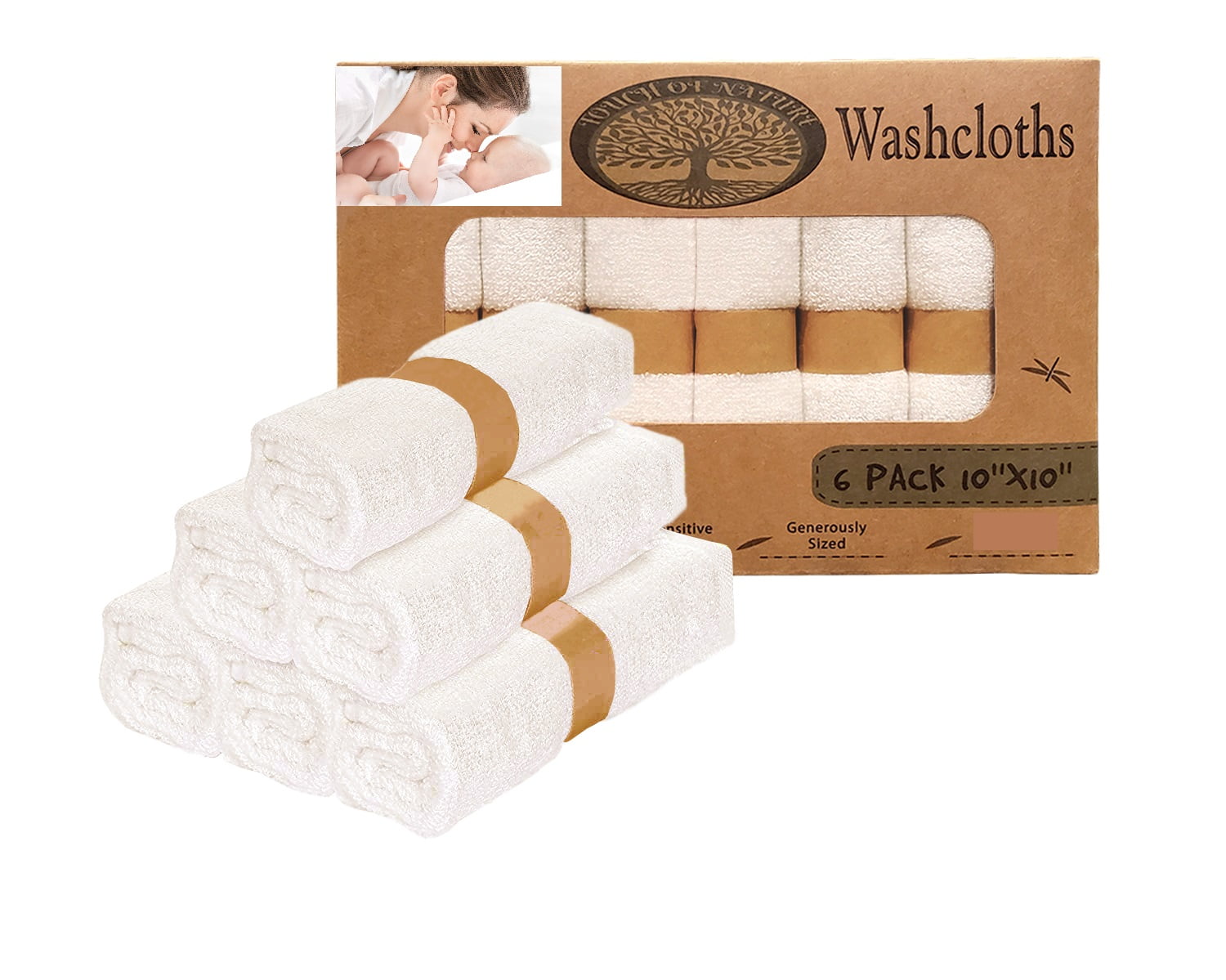 Touch of Nature Organic Baby Washcloths, Ultra Soft for Face