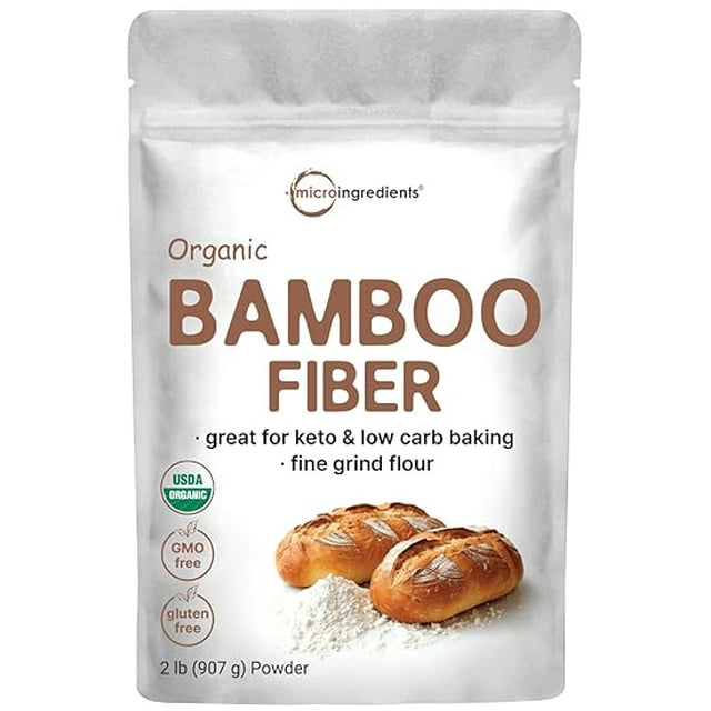 Organic Bamboo Fiber Powder, 2lbs Keto Flour for LowCarb Baking