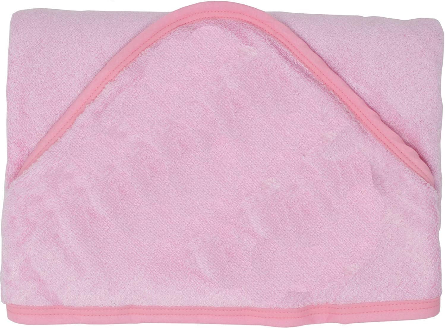 Organic Bamboo Hooded Baby Towel Ultra Soft and Super Absorbent Baby Bath Towels for Newborns. 2 Washcloths Set Pink Small