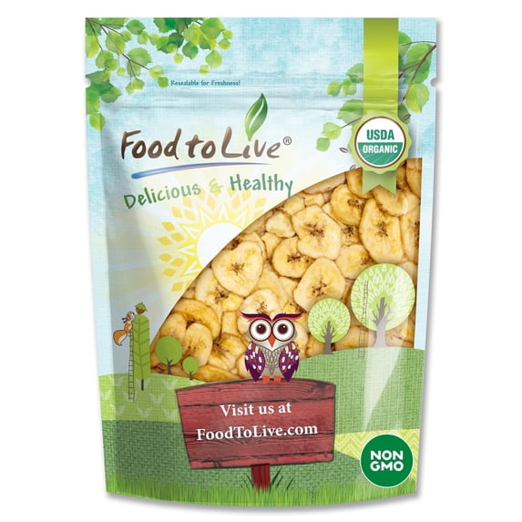 Organic Banana Chips, 1 Pound — Non-GMO, Kosher, Vegan — by Food to Live