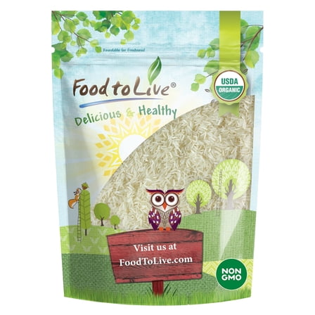 Organic Basmati White Rice, 1 Pound — Non-GMO, Raw, Vegan, Kosher — by Food to Live