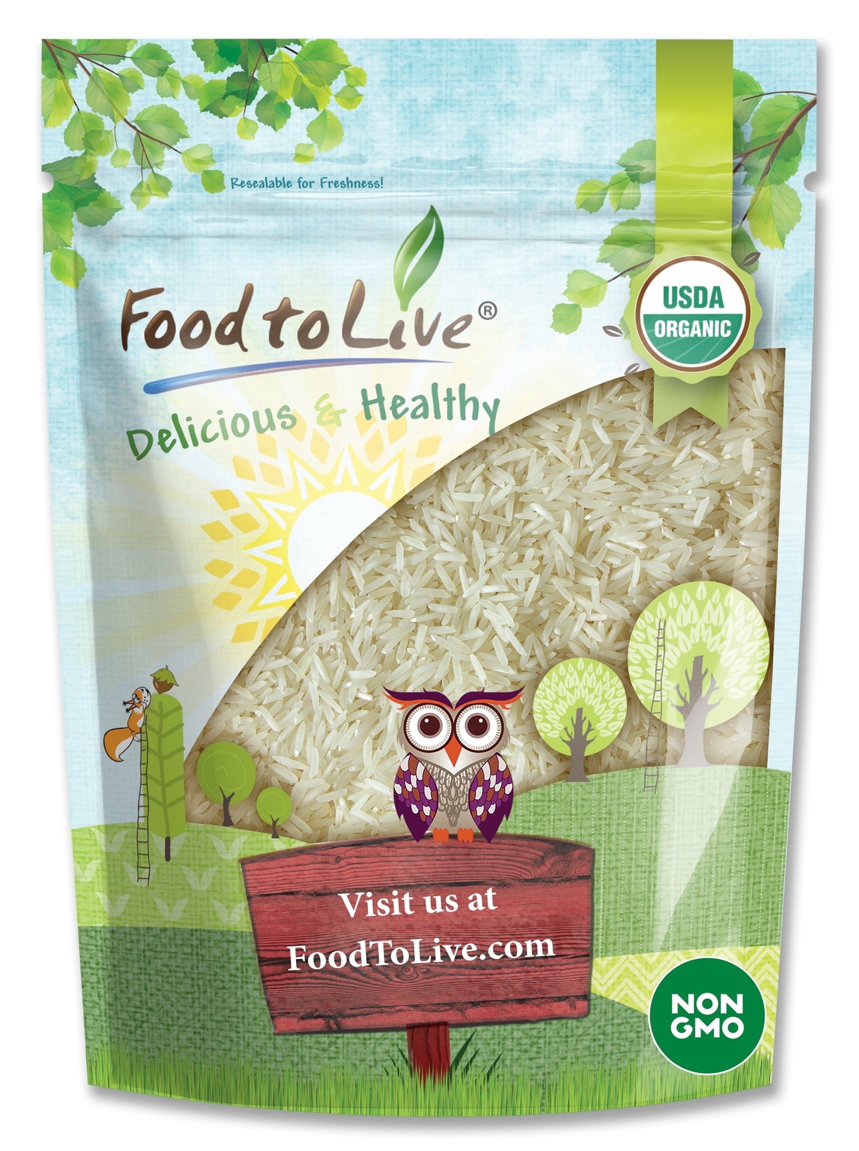 Organic Basmati White Rice, 5 Pounds — Non-GMO, Raw, Vegan, Kosher — by Food to Live