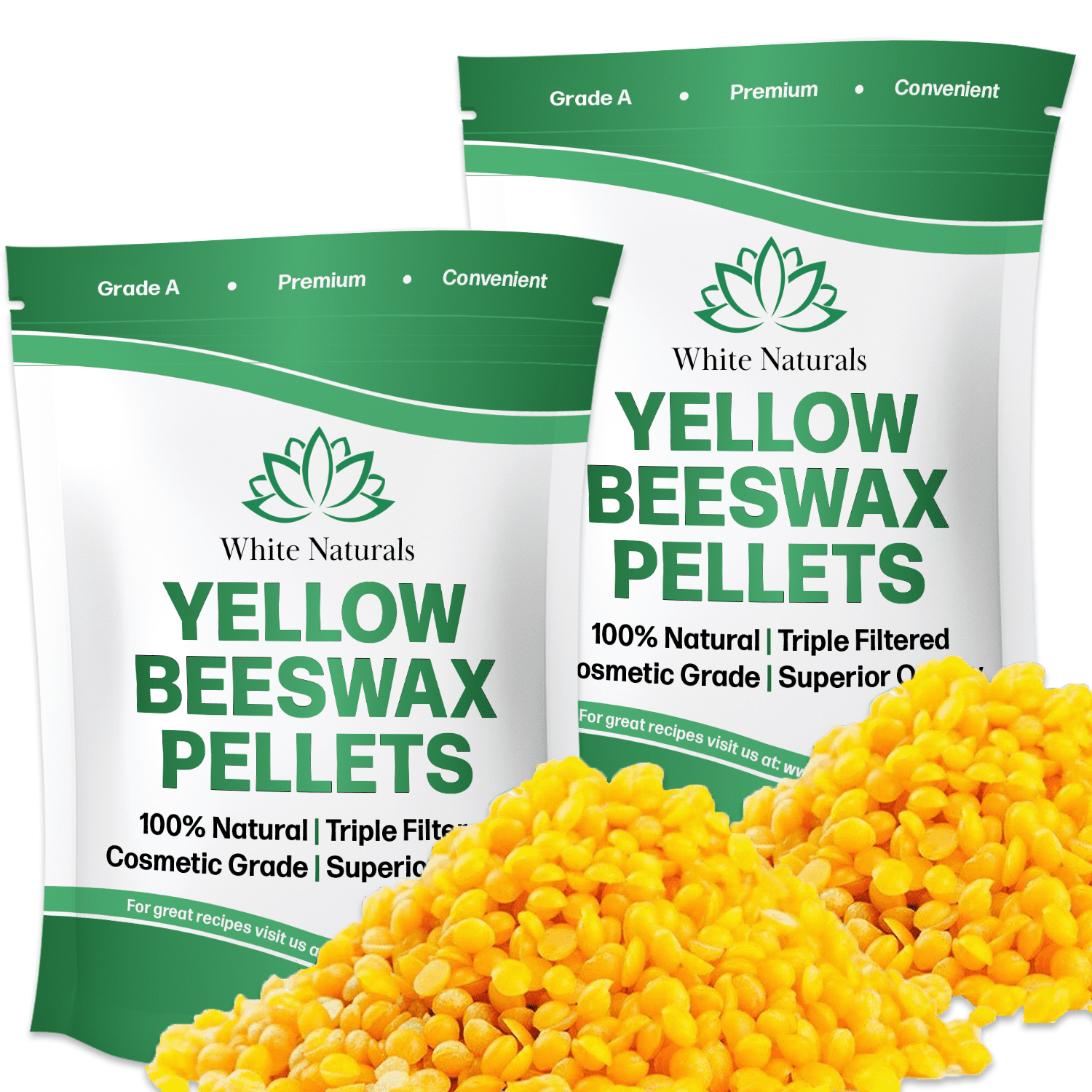 Organic Beeswax Pellets 2 lb (1 lb in Each Bag) Yellow, Pure, Cosmetic  Grade, Bees Wax Pastilles, Triple Filtered, Great for DIY Projects, Lip  Balms