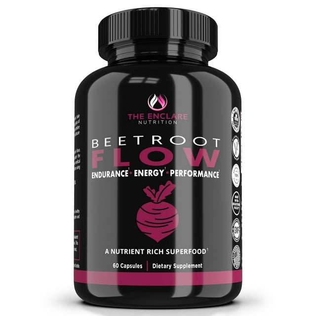 Organic Beet Root Capsules 1300mg 60 Ct. with Box, Natural Nitric Oxide