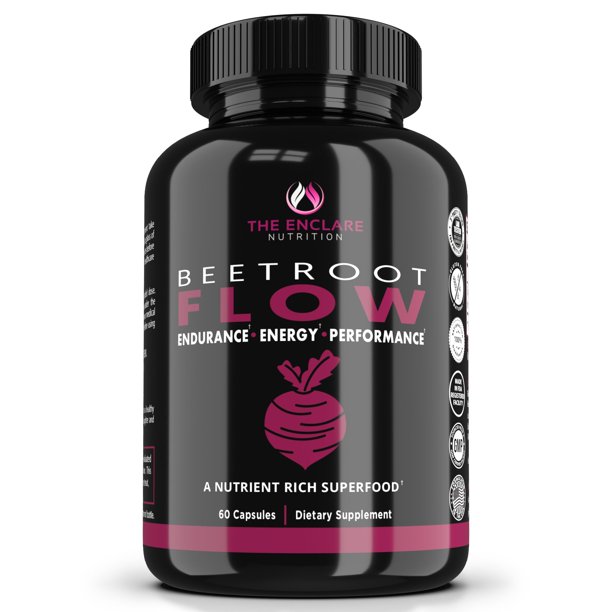 Organic Beet Root Capsules 1300mg 60 Ct., Natural Nitric Oxide Booster