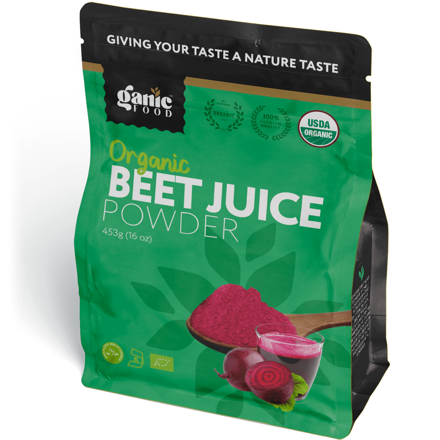 Organic Beet Root Juice Powder by Ganic Food Cold Pressed and Water