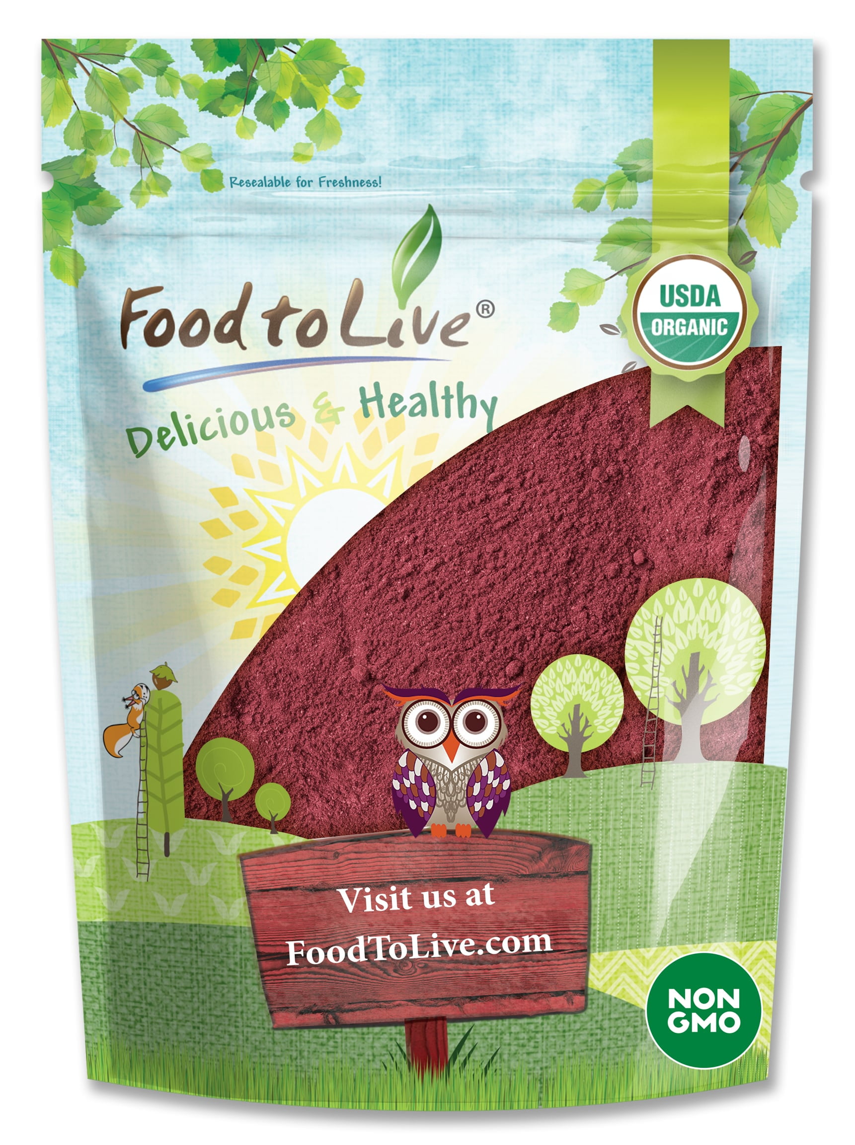 Organic Beet Root Powder, 2 Pounds  Non-GMO, Raw, Vegan, Kosher  by Food to Live