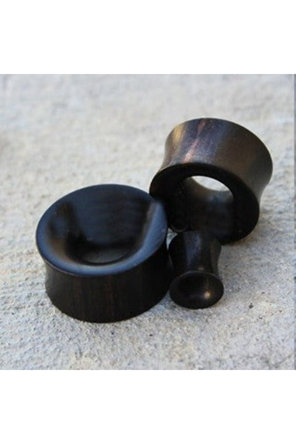 Organic Black Arang Wood Thick Walled Concave Tunnel Plug