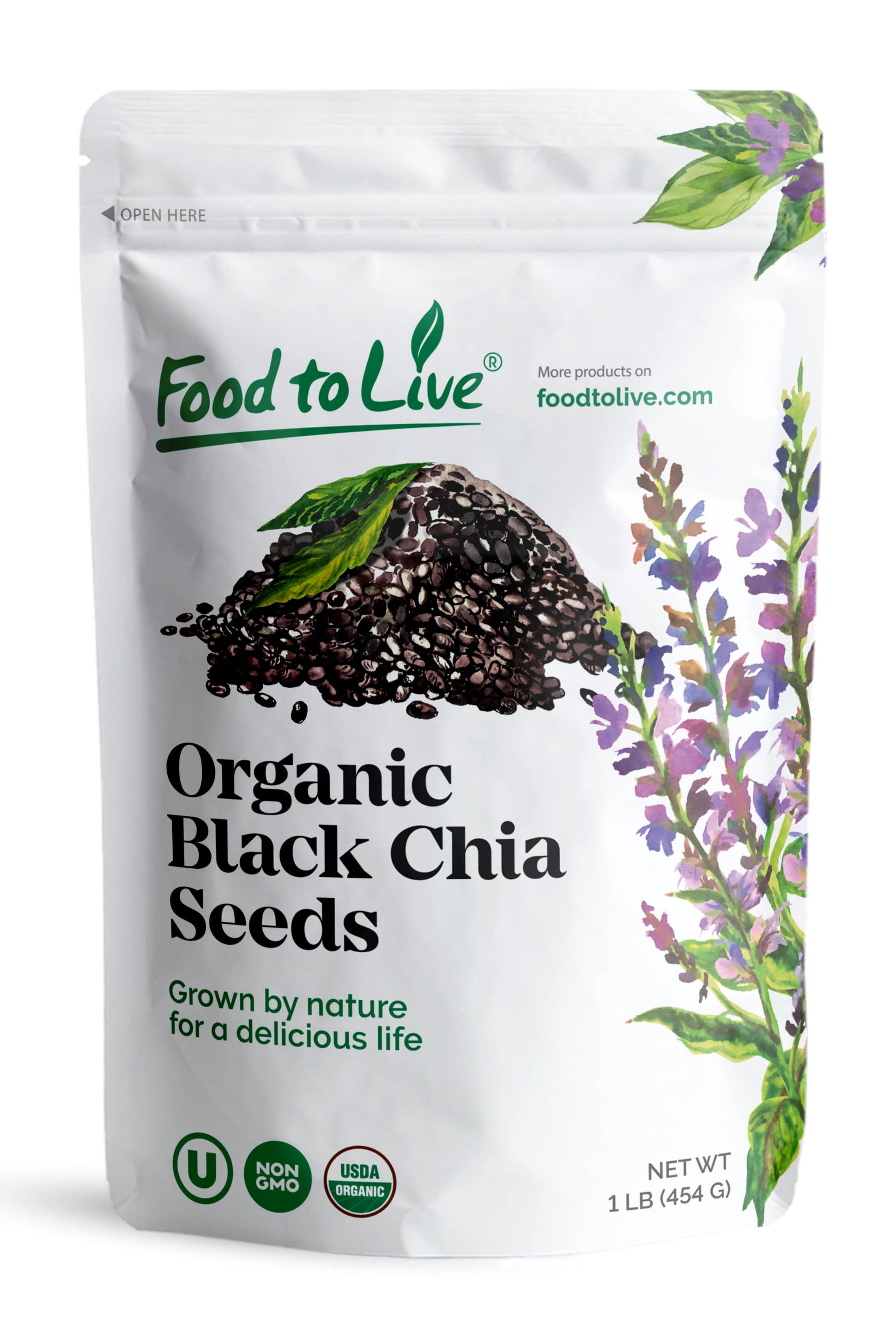 Organic Black Chia Seeds, 1 Pound  Non-GMO, Sproutable, Kosher, Raw, Vegan  by Food to Live