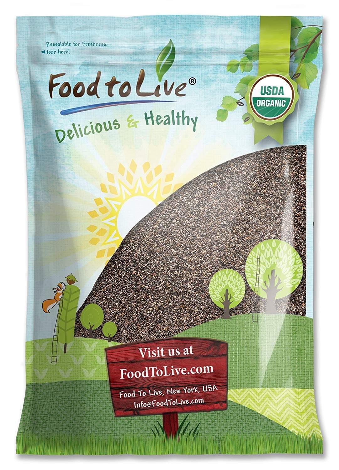 Organic Black Chia Seeds, 10 Pounds — Non-GMO, Sproutable, Kosher, Raw, Vegan — by Food to Live