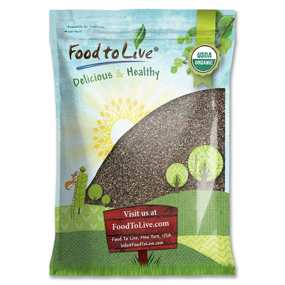 Organic Black Chia Seeds, 10 Pounds  Non-GMO, Sproutable, Kosher, Raw, Vegan  by Food to Live