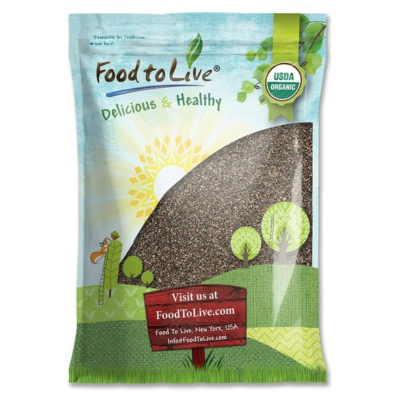 Organic Black Chia Seeds, 15 Pounds — Non-GMO, Sproutable, Kosher, Raw, Vegan — by Food to Live