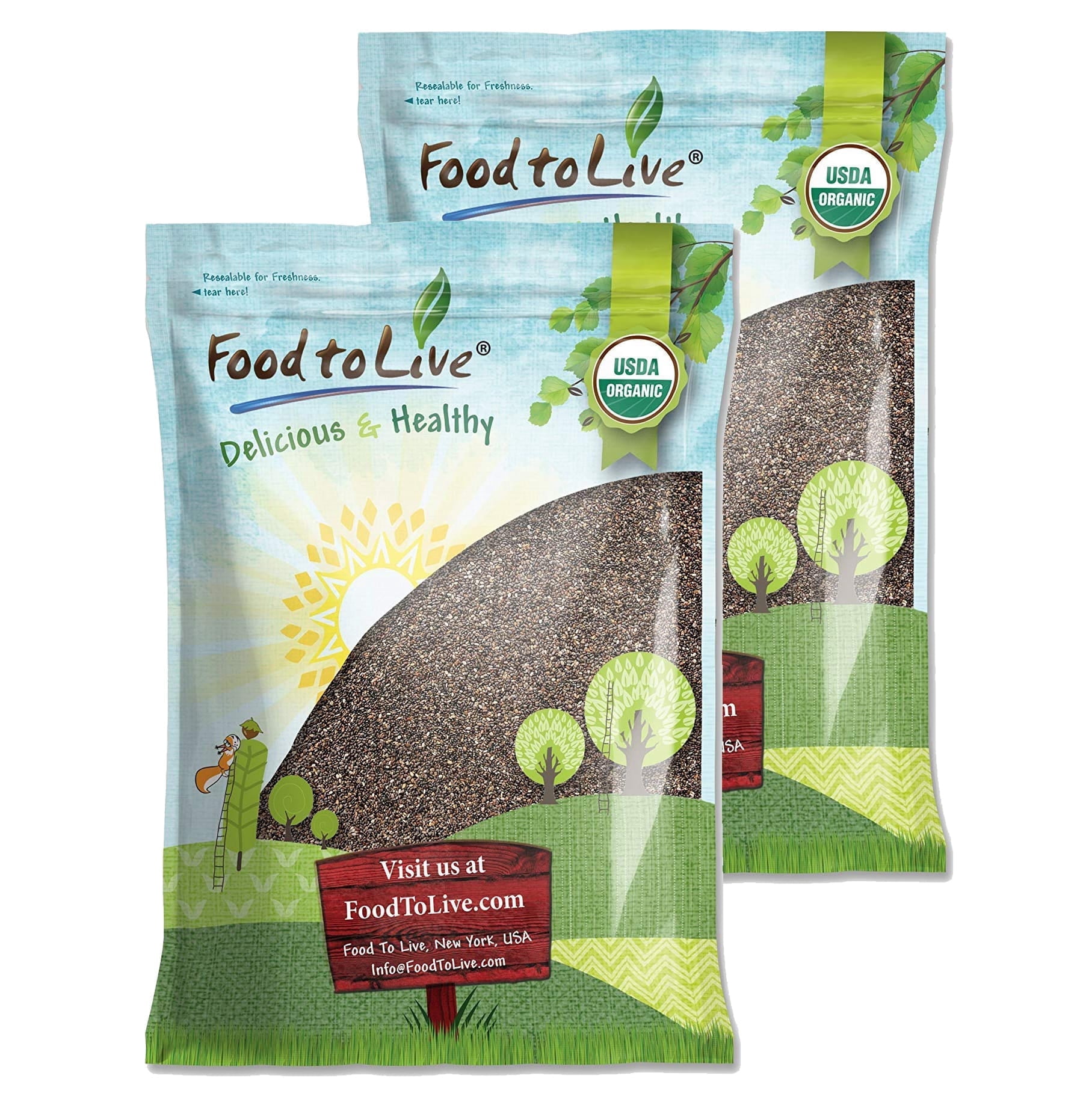 Organic Black Chia Seeds, 20 Pounds — Non-GMO, Sproutable, Kosher, Raw, Vegan — by Food to Live