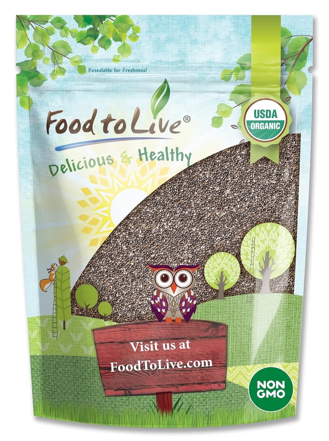 Organic Black Chia Seeds, 3 Pounds - Non-GMO, Sproutable, Kosher, Raw, Vegan - by Food to Live