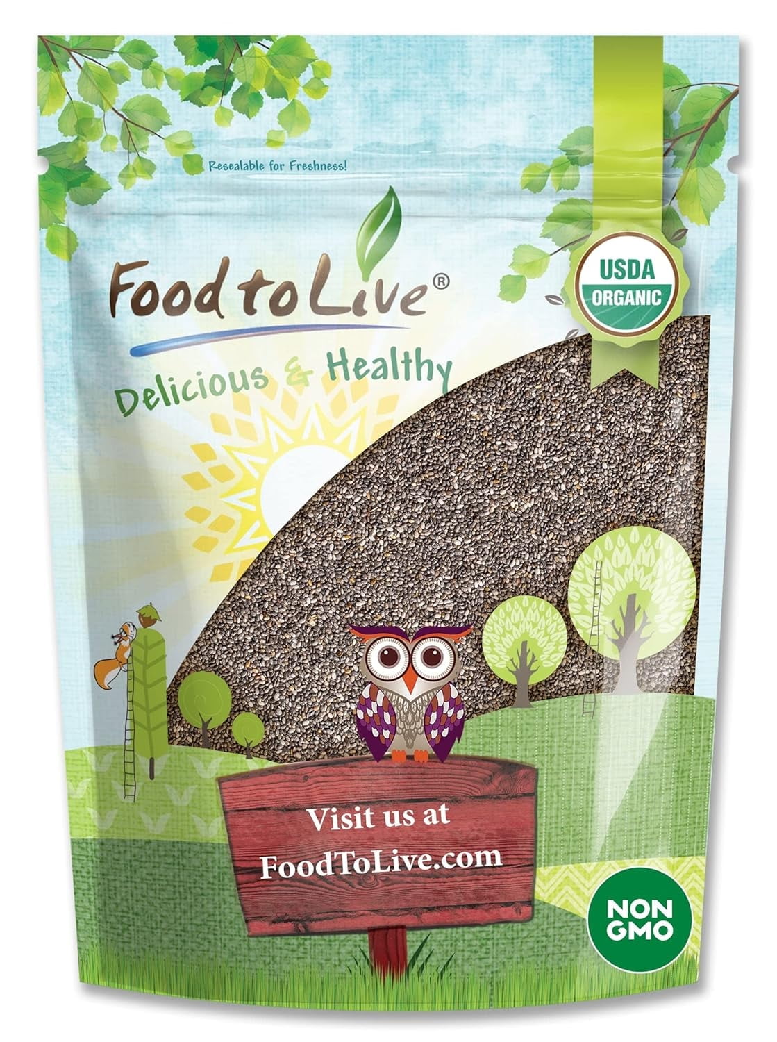 Organic Black Chia Seeds, 4 Pounds – Non-GMO, Whole, Sproutable, Vegan, Kosher, Keto, Sirtfood, Bulk. Rich in Essential Fatty Acids, Fiber, Protein. Great For Chia Pudding, Smoothie, Oatmeal.