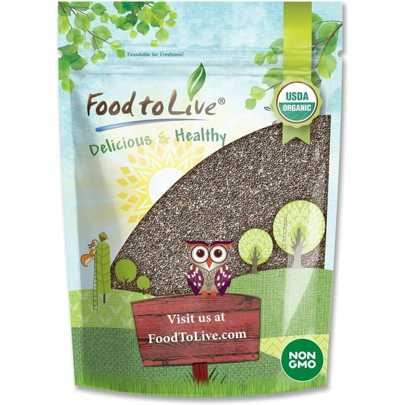 Organic Black Chia Seeds, 5 Pounds  Non-GMO, Sproutable, Kosher, Raw, Vegan  by Food to Live