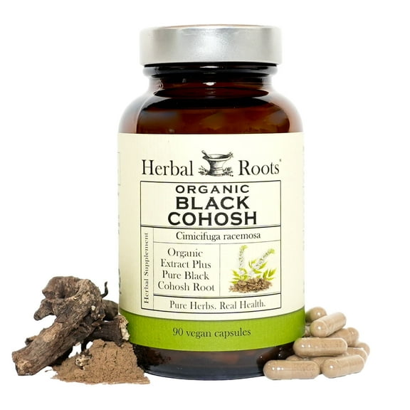 Herbal Roots Organic Black Cohosh Menopause Support Supplement, 60 Vegan Capsules