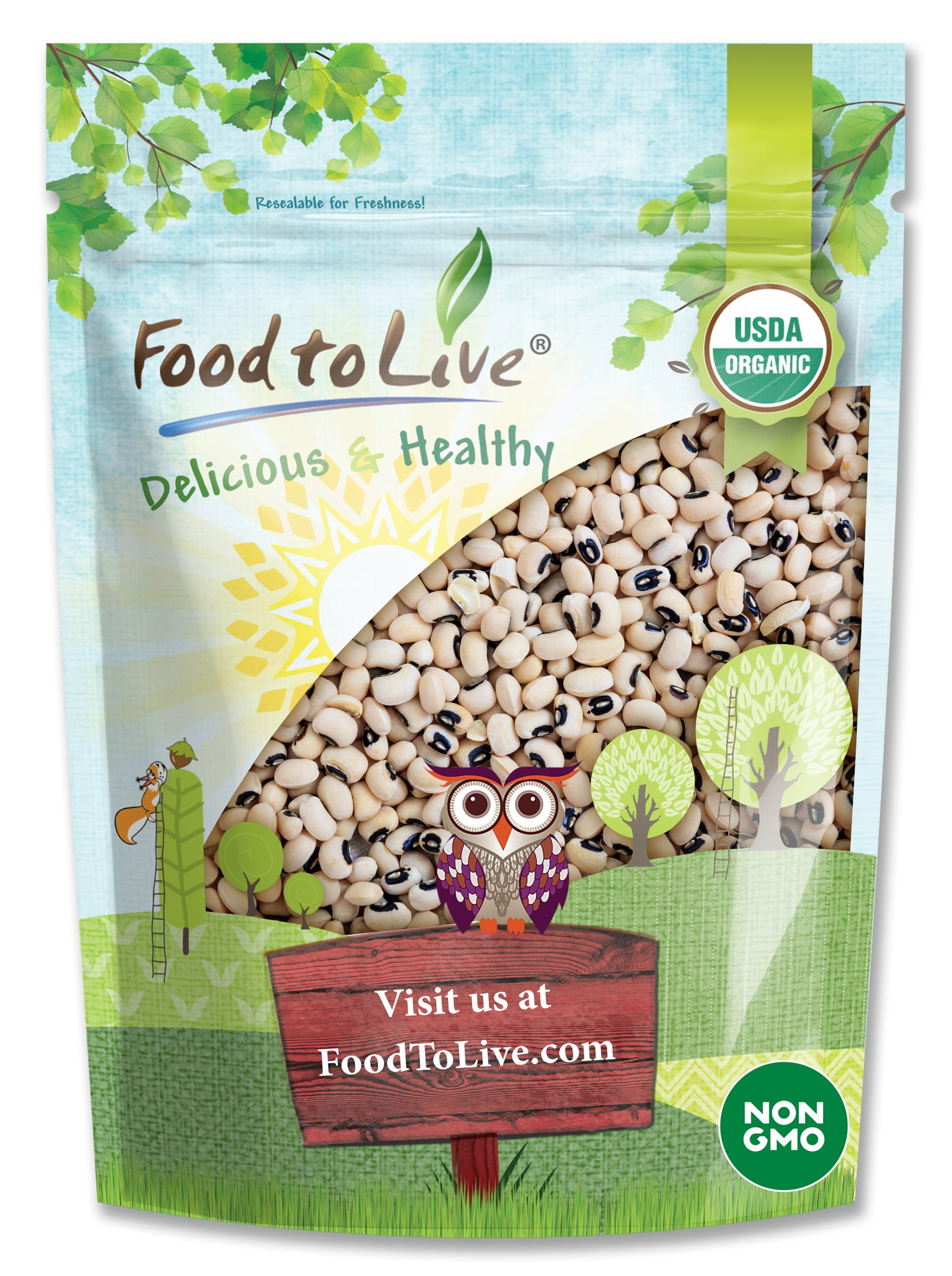 Organic Black-Eyed Peas, 8 Ounces  Non-GMO, Sproutable, Raw, Vegan  by Food to Live