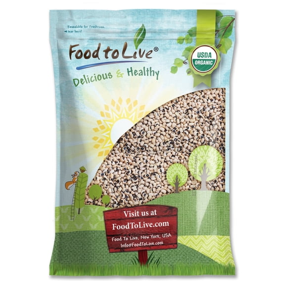 Organic Black-Eyed Peas, 10 Pounds - Non-GMO, Sproutable, Raw, Vegan - by Food to Live