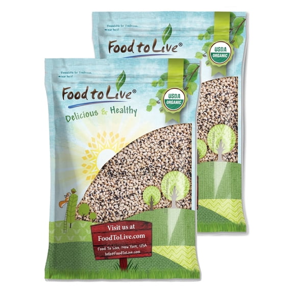 Organic Black-Eyed Peas, 25 Pounds - Non-GMO, Sproutable, Raw, Vegan - by Food to Live