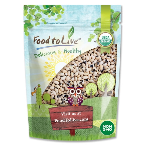Organic Black-Eyed Peas, 3 Pounds - Non-GMO, Sproutable, Raw, Vegan - by Food to Live