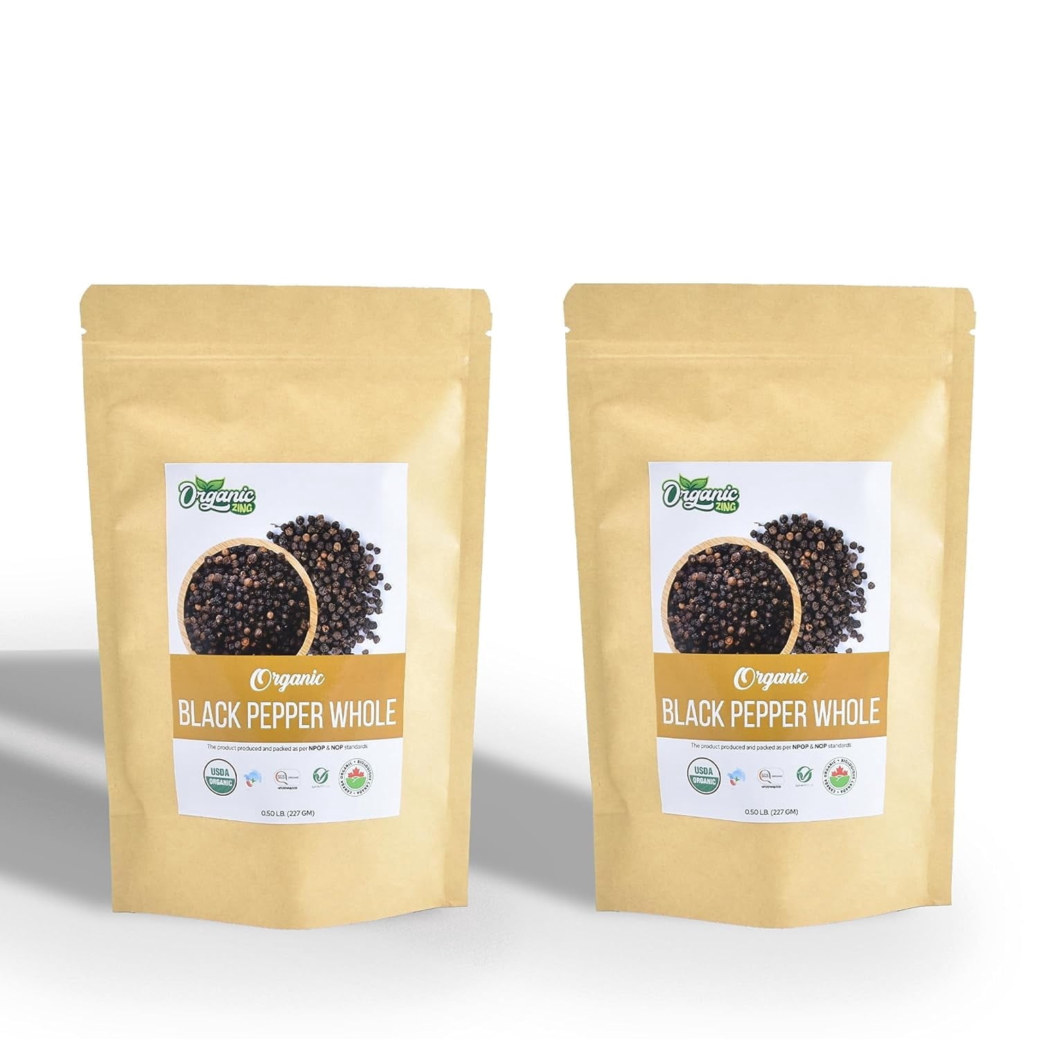Organic Black Pepper Whole | Naturally Processed &Grown | Adds Flavor & Aroma-0.50LB/227g(Pack of 2)
