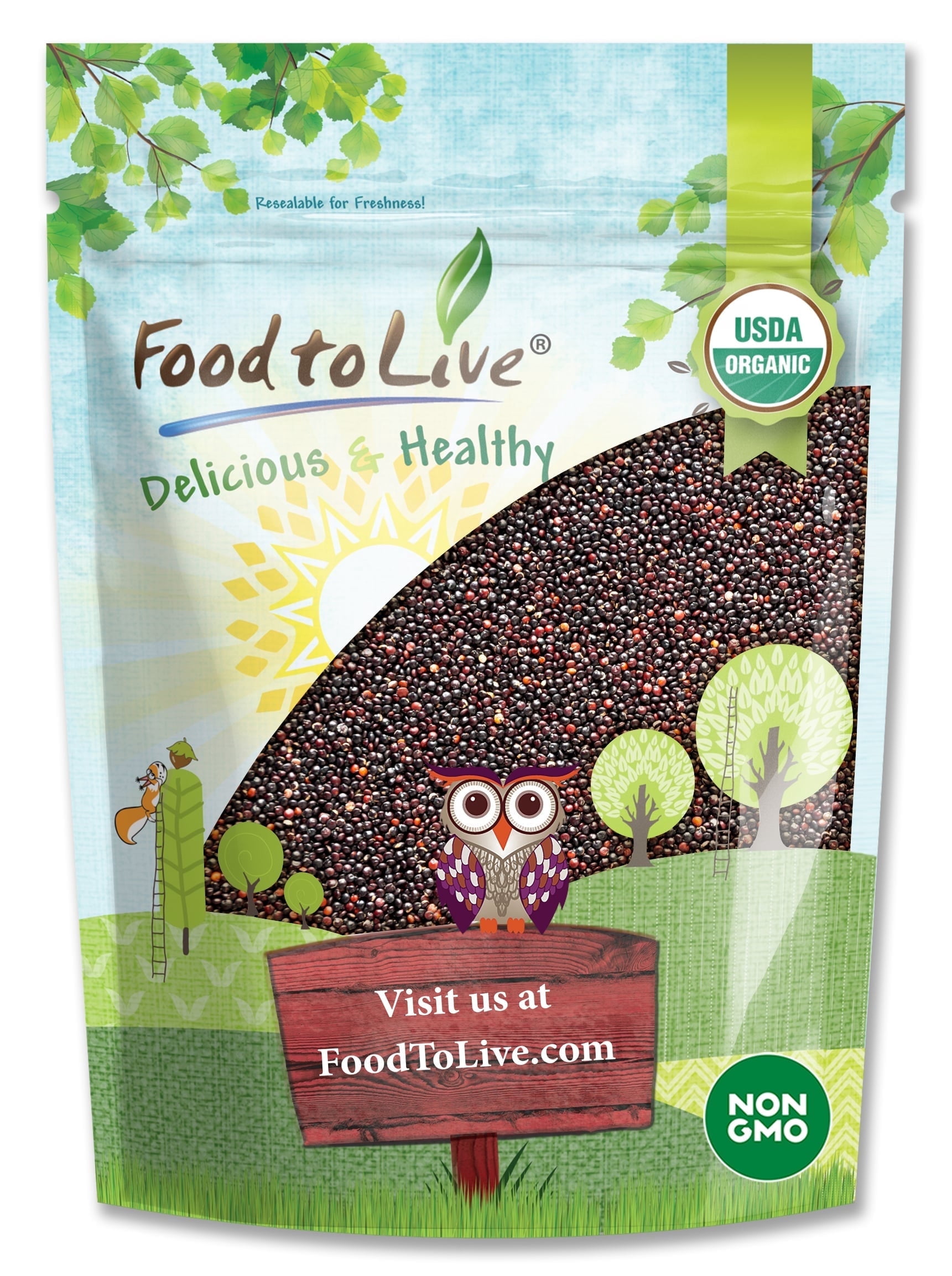 Organic Black Quinoa, 0.5 Pounds - Non-GMO, Kosher, Raw, Vegan, Sproutable - by Food to Live