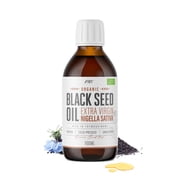 Organic Black Seed Oil 100ml Glass   Cold & Freshly Pressed   Up to 5X% Strength Thymoquinone   100% Pure Extra Virgin Cumin Black Seed Oil - By Alpha01