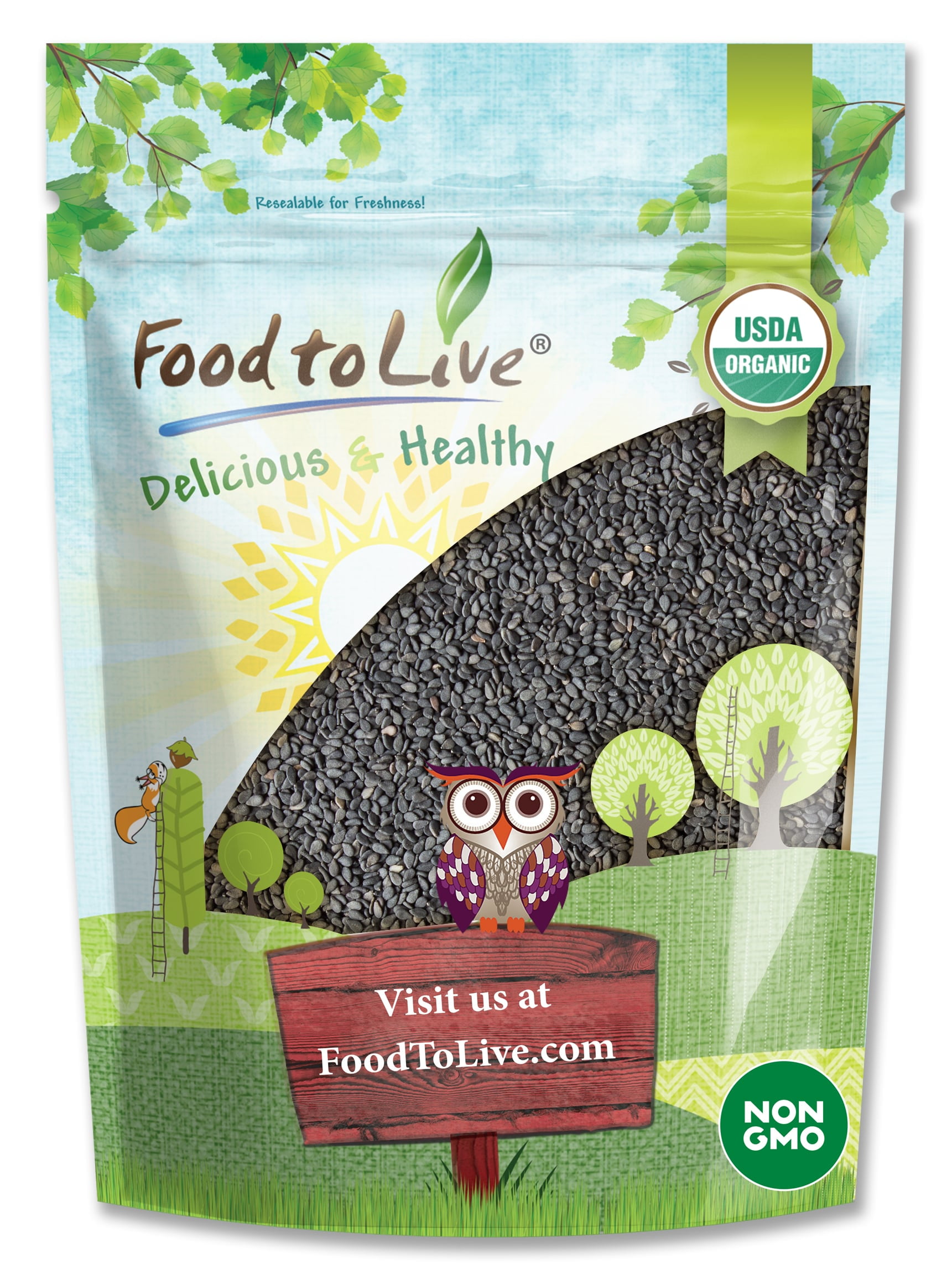 Organic Black Sesame Seeds, 1 Pound  Non-GMO, Kosher, Raw, Vegan  by Food to Live