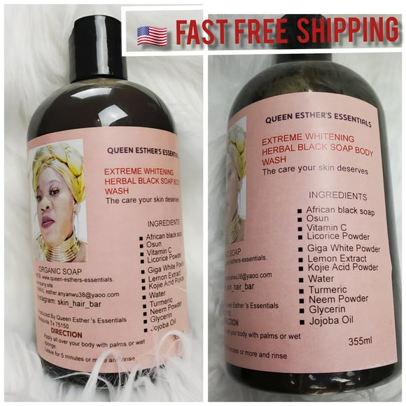 Organic Black Soap Body Wash For Dark Spots, Even Skin Tone & Acne 12 OZ. Free Shipping